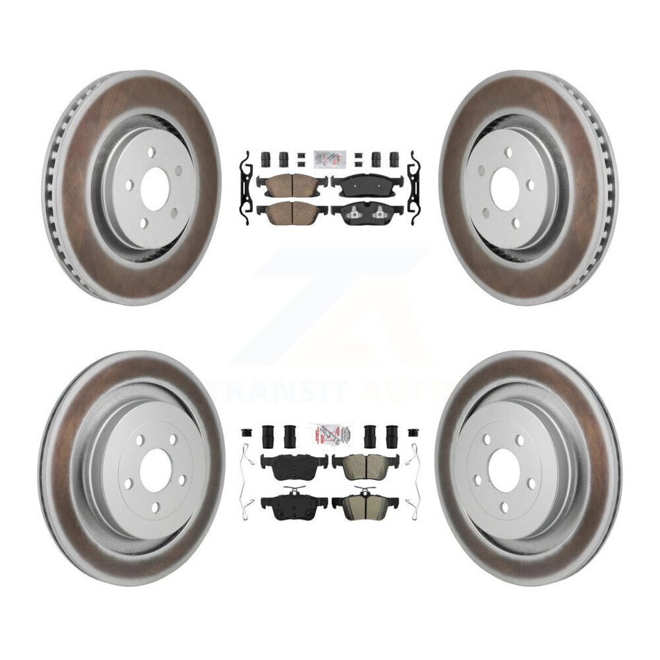 Front Ceramic Rear Semi-Metallic Pad Coat Brake Rotor Kit For 2019 Ford Edge ST with 2.7L KGA-106109