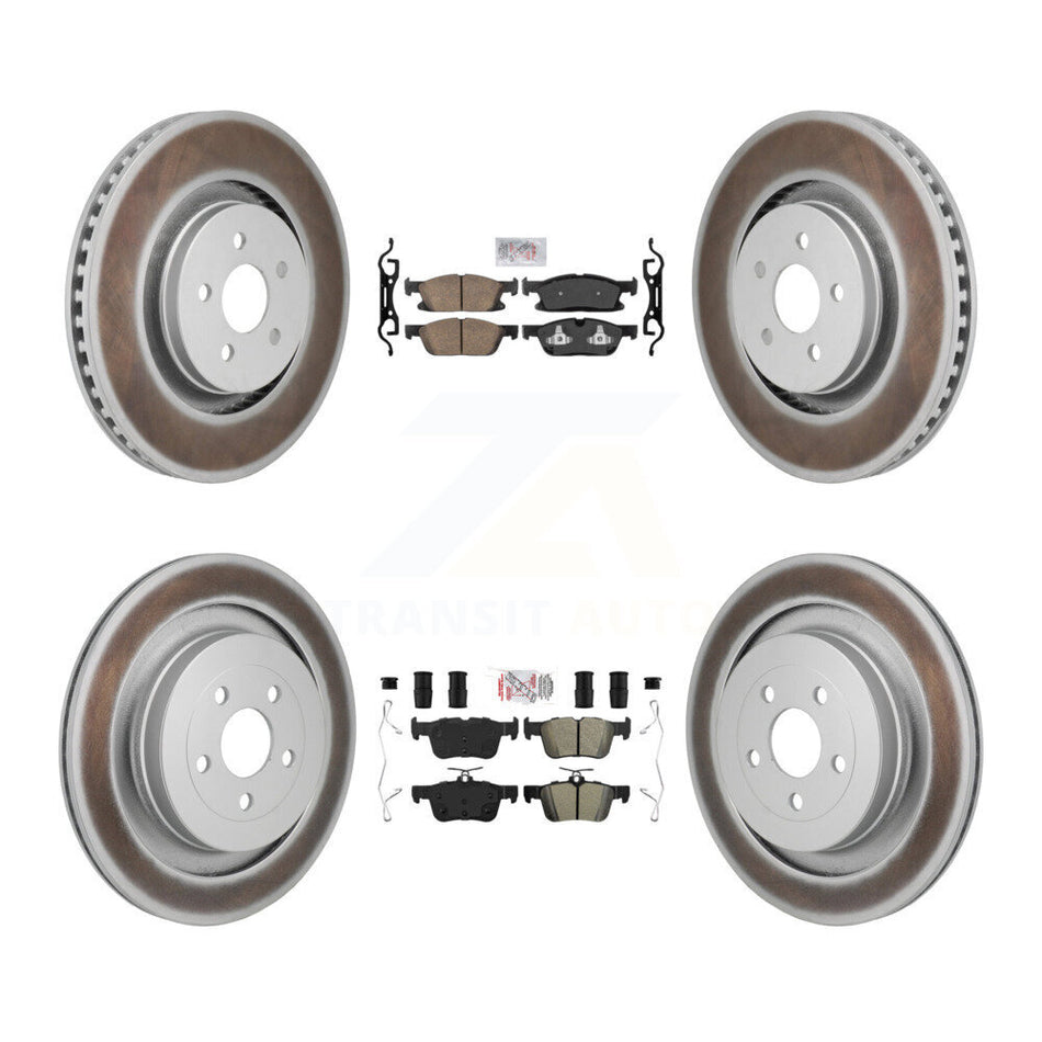 Front Ceramic Rear Semi-Metallic Pad Coat Brake Rotor Kit For 2019 Ford Edge ST with 2.7L KGA-106110