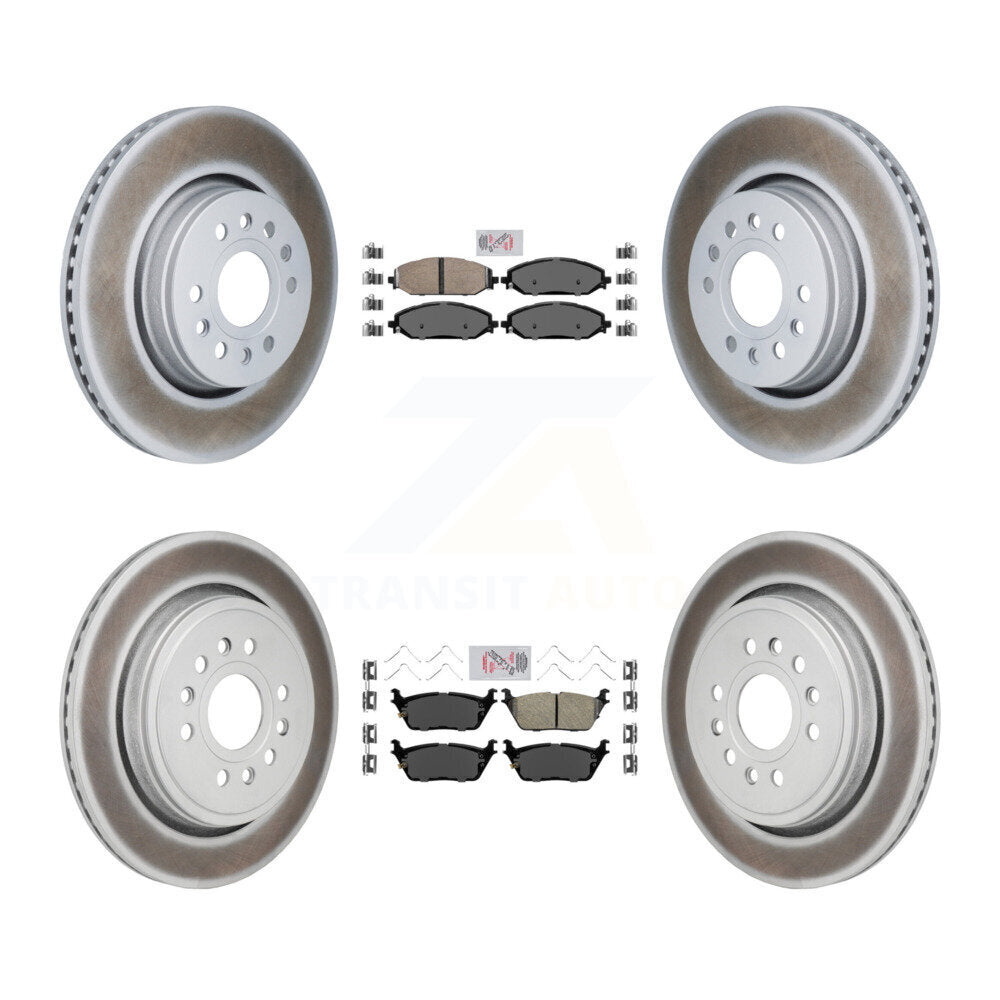 Front Rear Ceramic Pad And Coated Disc Brake Rotor Kit For Ram 1500 Jeep Wagoneer Grand L KGA-106115