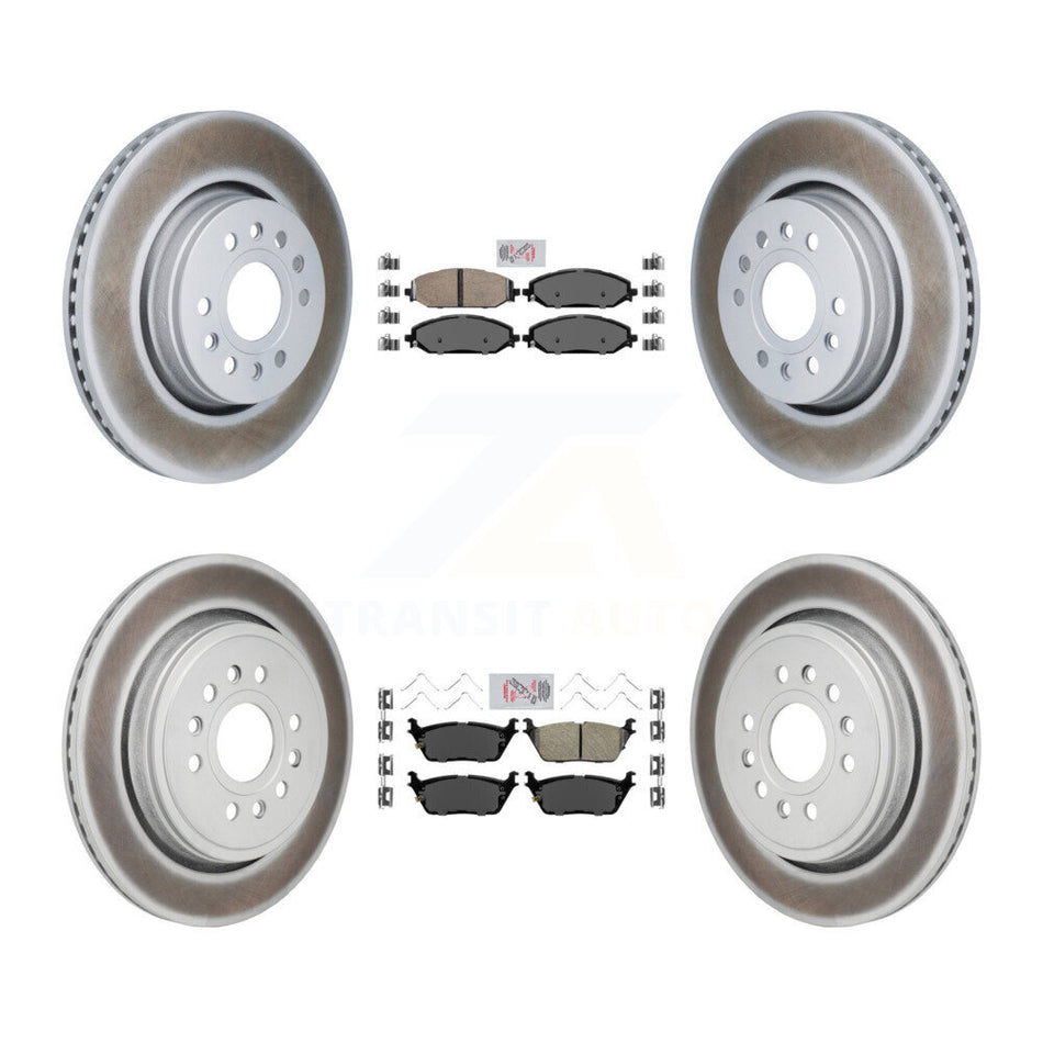 Front Rear Ceramic Pad And Coated Disc Brake Rotor Kit For Ram 1500 Jeep Wagoneer Grand L KGA-106115