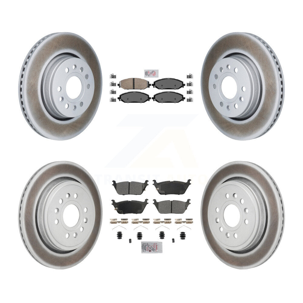 Front Ceramic Rear Semi-Metallic Pad Coated Brake Rotors Kit For Ram 1500 Jeep Wagoneer L KGA-106117