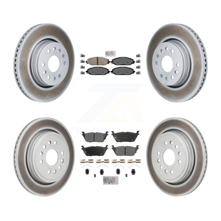 Front Ceramic Rear Semi-Metallic Pad Coated Brake Rotors Kit For Ram 1500 Jeep Wagoneer L KGA-106117