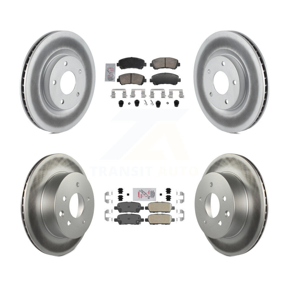 Front Rear Ceramic Pads And Coated Disc Brake Rotors Kit For Nissan Rogue Select KGA-106153