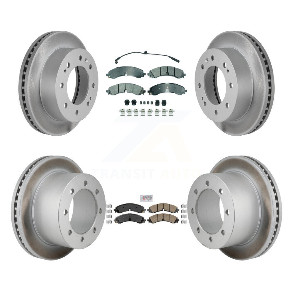 Front Semi-Metallic Rear Ceramic Pad & Coated Disc Brake Rotor Kit For GMC Sierra 3500 HD KGA-106155