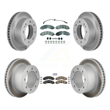 Front Semi-Metallic Rear Ceramic Pad & Coated Disc Brake Rotor Kit For GMC Sierra 3500 HD KGA-106155