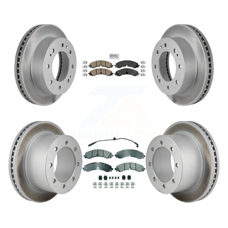 Front Ceramic Rear Semi-Metallic Pad & Coated Disc Brake Rotor Kit For GMC Sierra 3500 HD KGA-106156