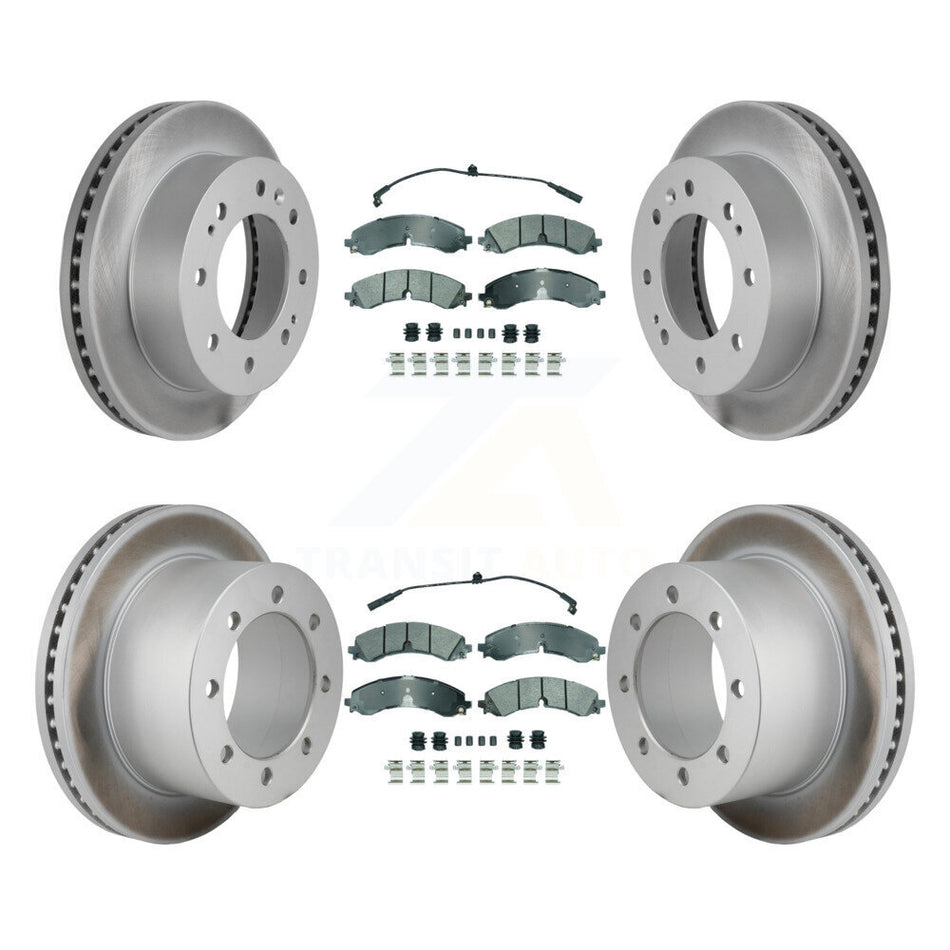 Front Rear Semi-Metallic Pad Coated Disc Brake Rotor Kit For GMC Sierra 3500 HD Chevrolet KGA-106157