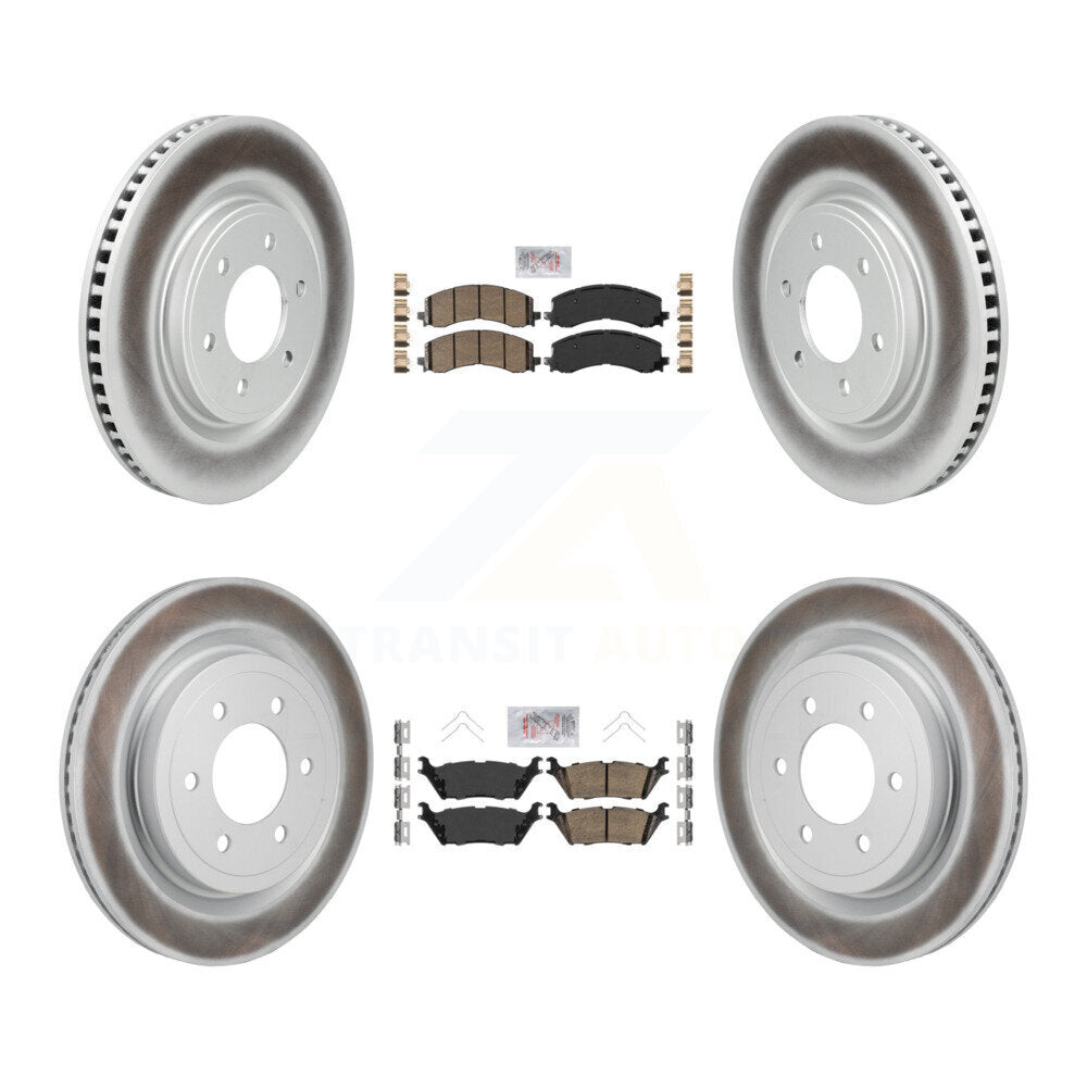Front Rear Ceramic Pads And Coated Disc Brake Rotors Kit For Ford F-150 Lightning KGA-106159