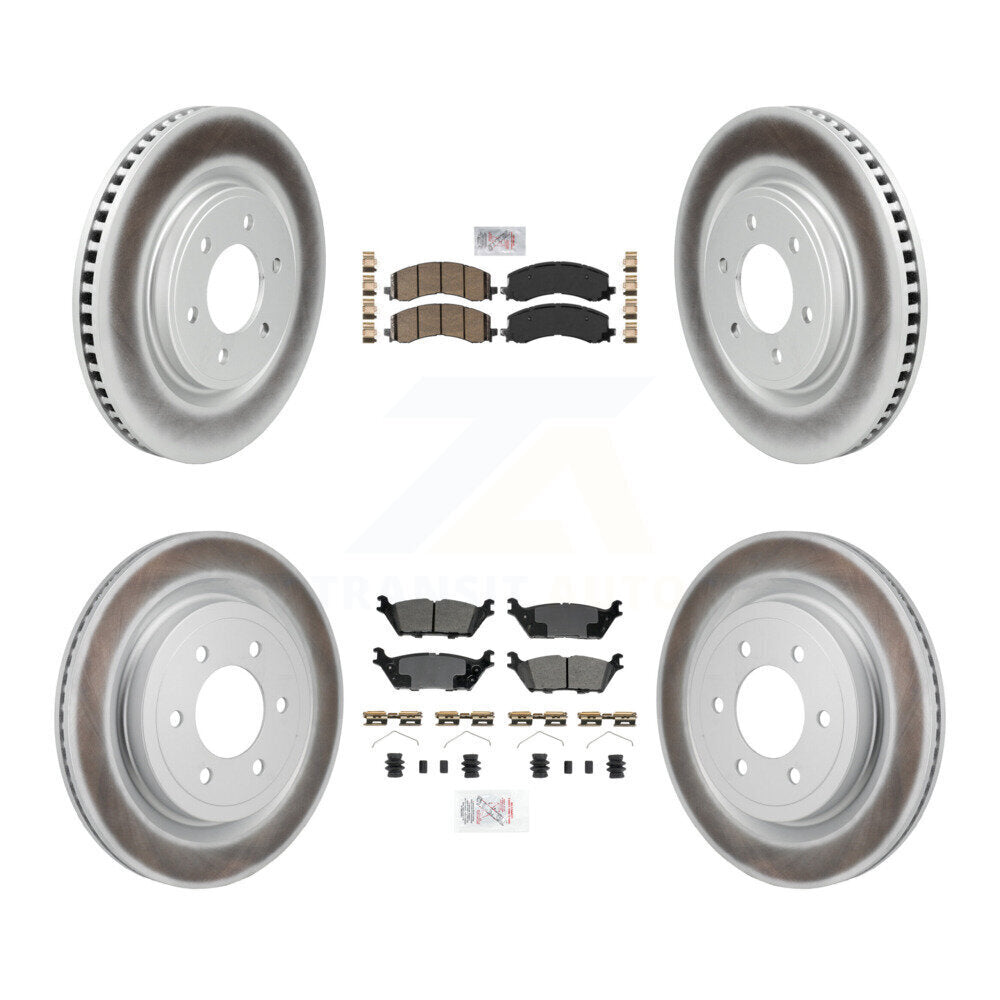 Front Ceramic Rear Semi-Metallic Pad Coated Disc Brake Rotor Kit For Ford F-150 Lightning KGA-106161