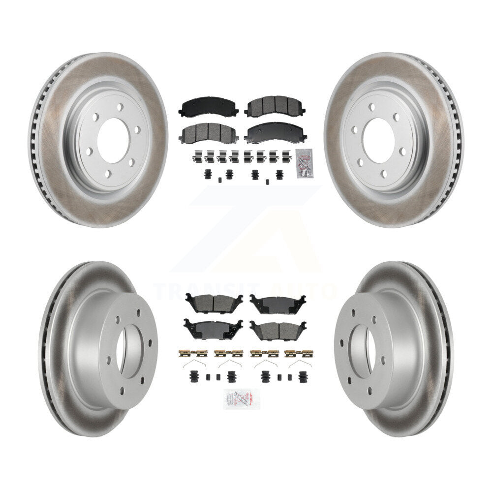 Front Rear Semi-Metallic Pad & Coated Disc Brake Rotor Kit For 2022-2023 Ford Bronco 3.0L KGA-106168