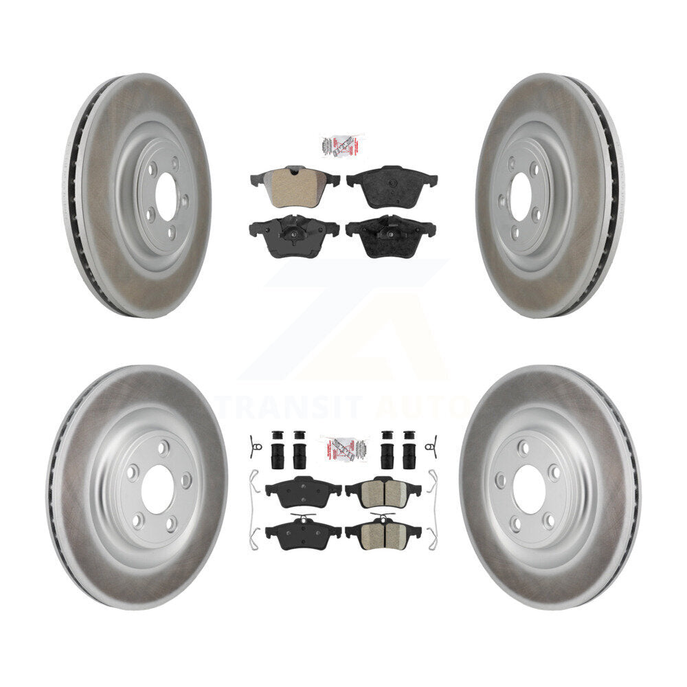 Front Semi-Metallic Rear Ceramic Pad Coat Brake Rotor Kit For 16 Jaguar XJ Base with 3.0L KGA-106171