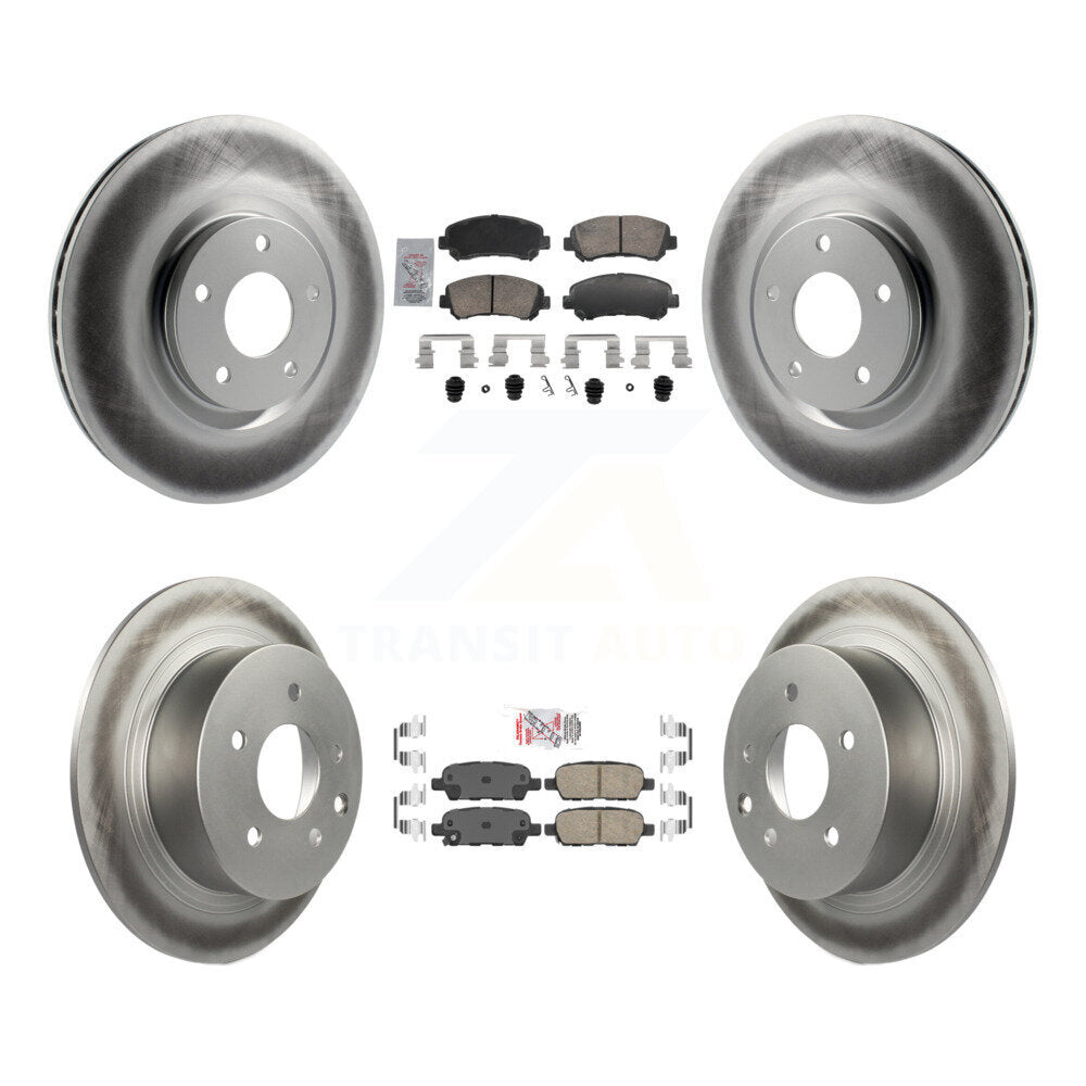 Front Rear Ceramic Pad Coat Disc Brake Rotors Kit For 2007-2012 Nissan Sentra SE-R Spec V KGA-106195