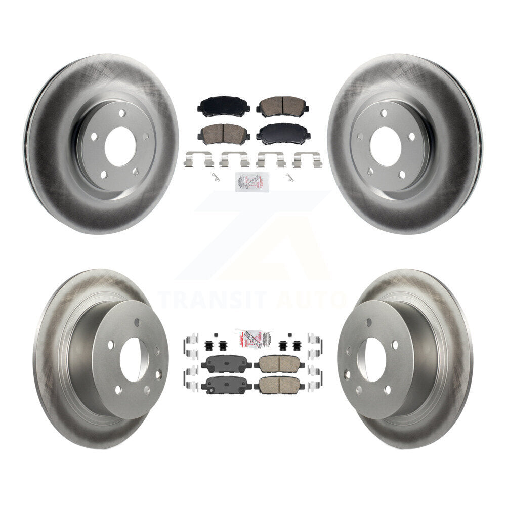 Front Rear Ceramic Pad Coat Disc Brake Rotors Kit For 2007-2012 Nissan Sentra SE-R Spec V KGA-106196