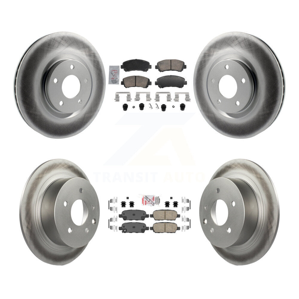 Front Rear Ceramic Pad Coat Disc Brake Rotors Kit For 2007-2012 Nissan Sentra SE-R Spec V KGA-106197