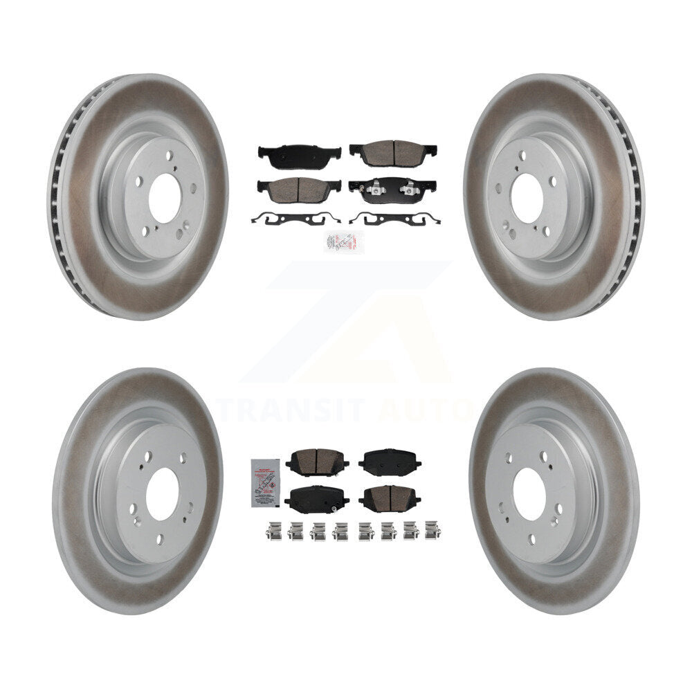 Front Rear Ceramic Pads And Coated Disc Brake Rotors Kit For 2022-2023 Acura MDX 3.5L KGA-106202
