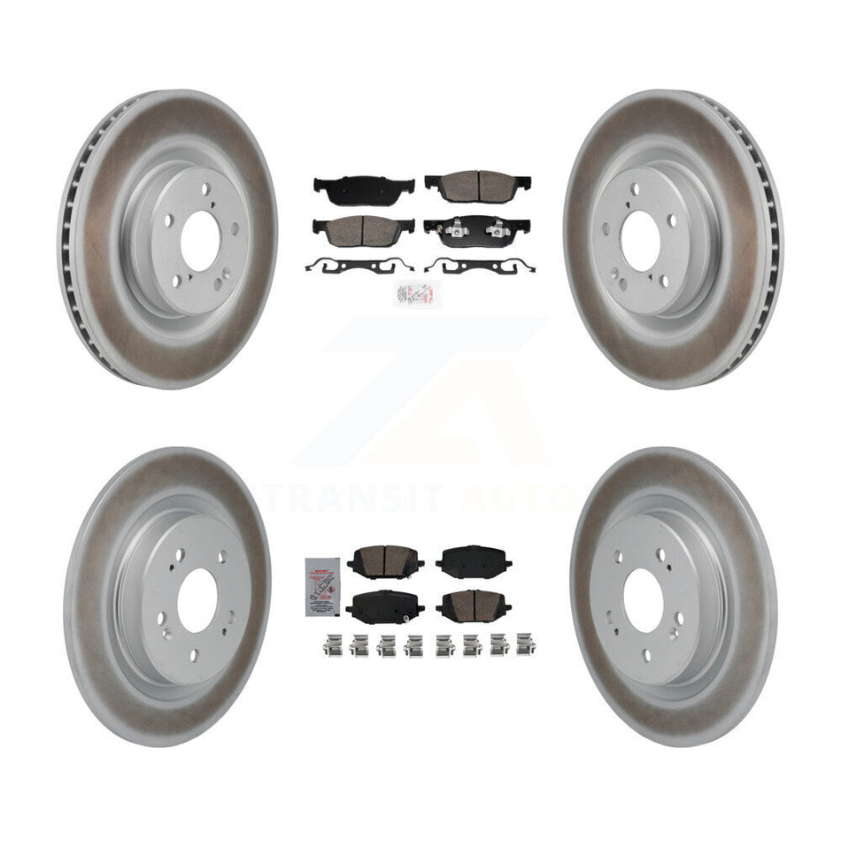 Front Rear Ceramic Pads And Coated Disc Brake Rotors Kit For 2022-2023 Acura MDX 3.5L KGA-106202