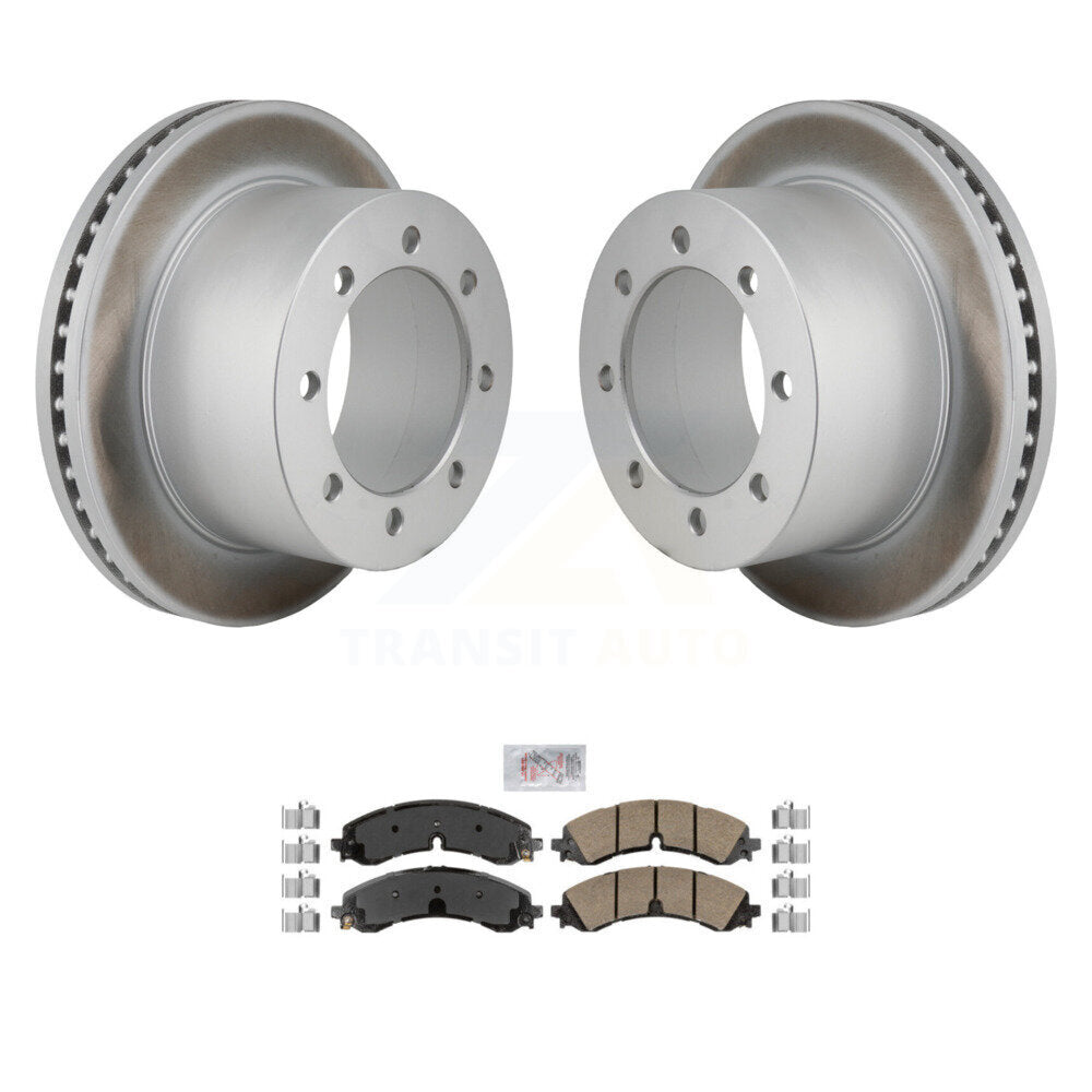 Rear Coated Disc Brake Rotor & Ceramic Pad Kit For GMC Sierra 3500 HD Chevrolet Silverado KGA-106281