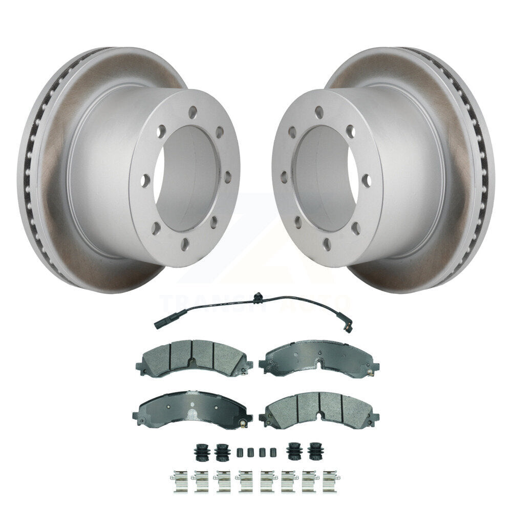 Rear Coated Brake Rotors Semi-Metallic Pad Kit For GMC Sierra 3500 HD Chevrolet Silverado KGA-106282