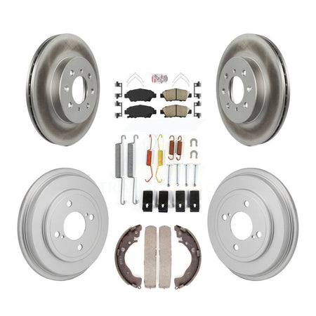 Front Rear Brake Rotor Ceramic Pad Coated Drum Kit (7Pc) For Honda Fit DX with GAS engine KGA-106316