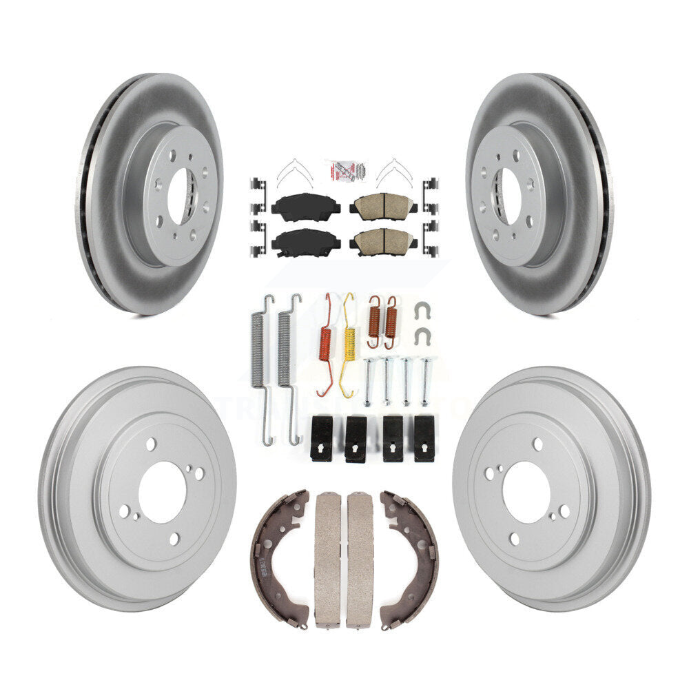 Front Rear Disc Brake Rotor Ceramic Pad And Coated Drum Kit (7Pc) For 2015-2020 Honda Fit KGA-106317