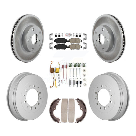 Front Rear Disc Brake Rotors Ceramic Pad Coated Drum Kit (7Pc) For 2015 Toyota Tacoma 4WD KGA-106320