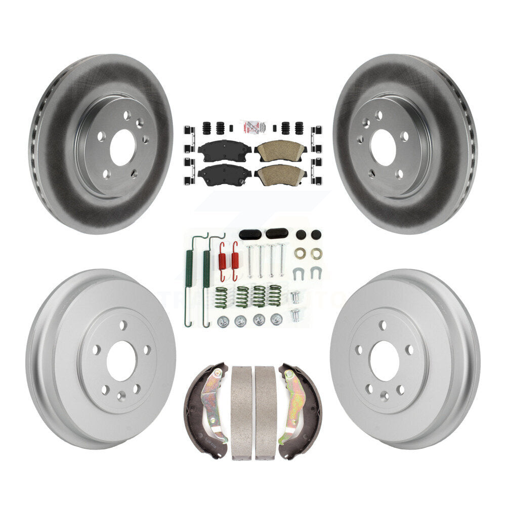 Front Rear Brake Rotor Ceramic Pad Coated Drum Kit (7Pc) For 2013-2014 Chevrolet Sonic RS KGA-106325