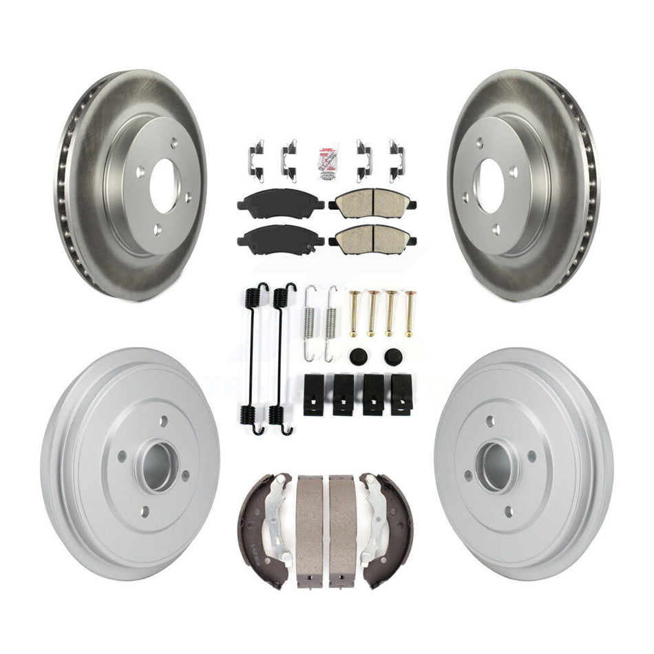 Front Rear Disc Brake Rotor Ceramic Pad Coated Drum Kit (7Pc) For Nissan Micra Versa Note KGA-106329