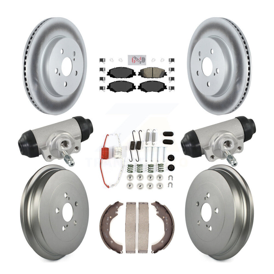Front Rear Disc Brake Rotors Ceramic Pad Coat Drum Kit (9Pc) For 2019 Toyota Corolla 2.0L KGA-106330