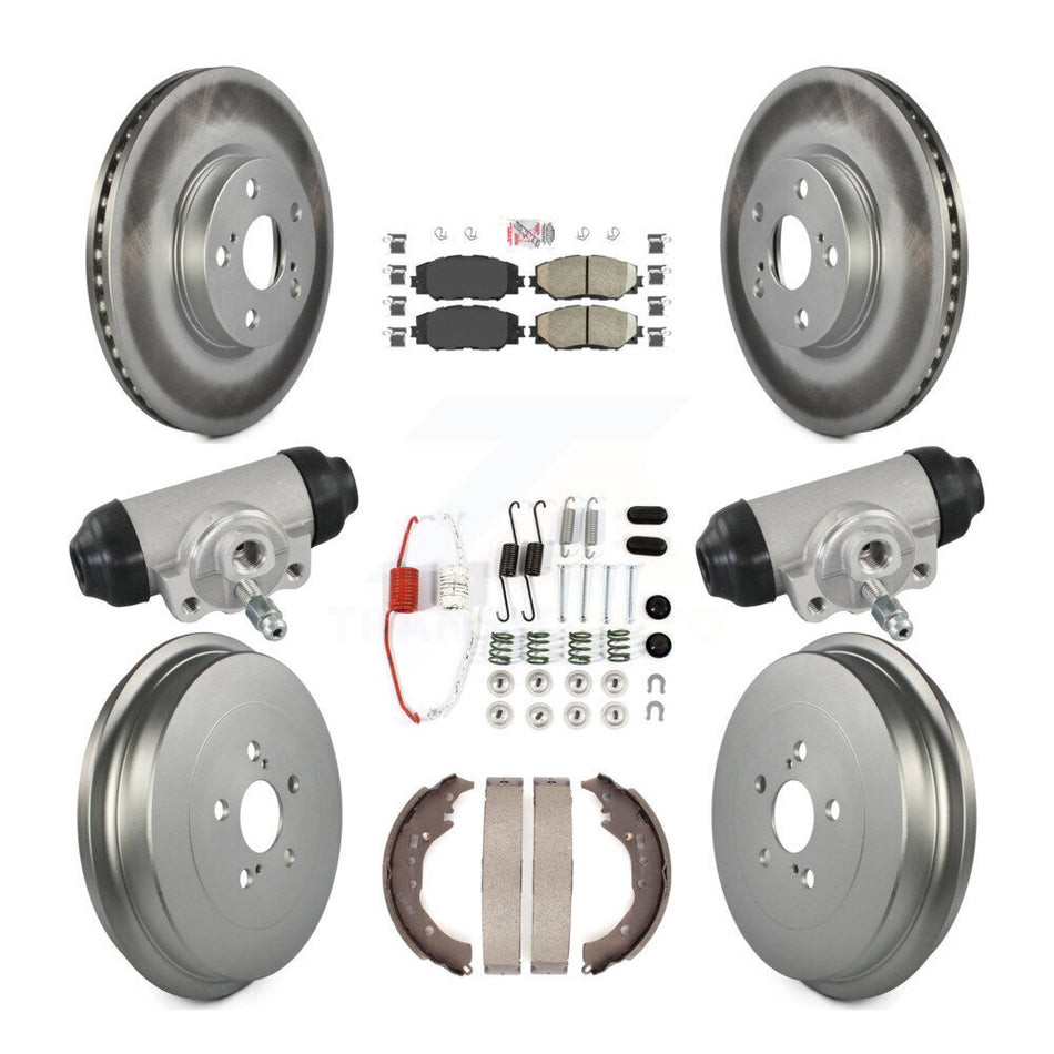 Front Rear Disc Brake Rotors Ceramic Pads And Coated Drum Kit (9Pc) For Toyota Corolla KGA-106332