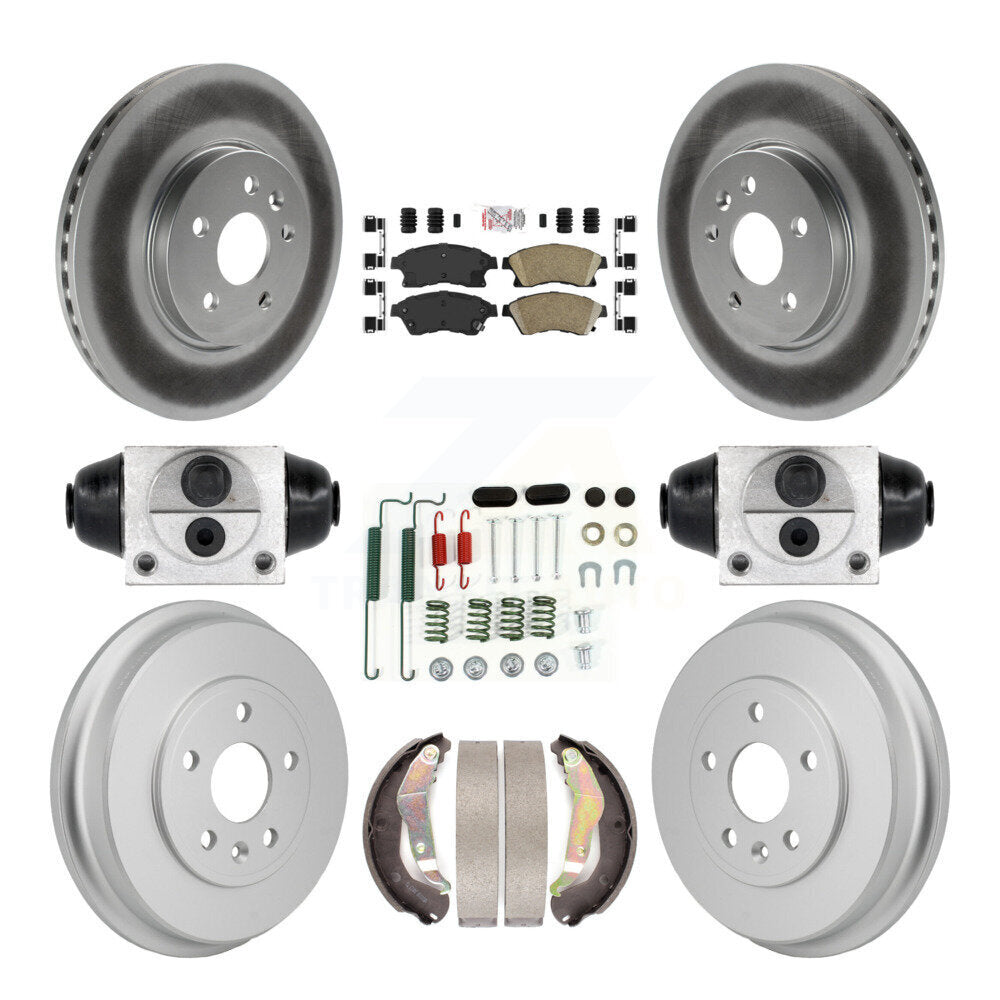 Front Rear Brake Rotor Ceramic Pad Coated Drum Kit (9Pc) For 2013-2014 Chevrolet Sonic RS KGA-106336