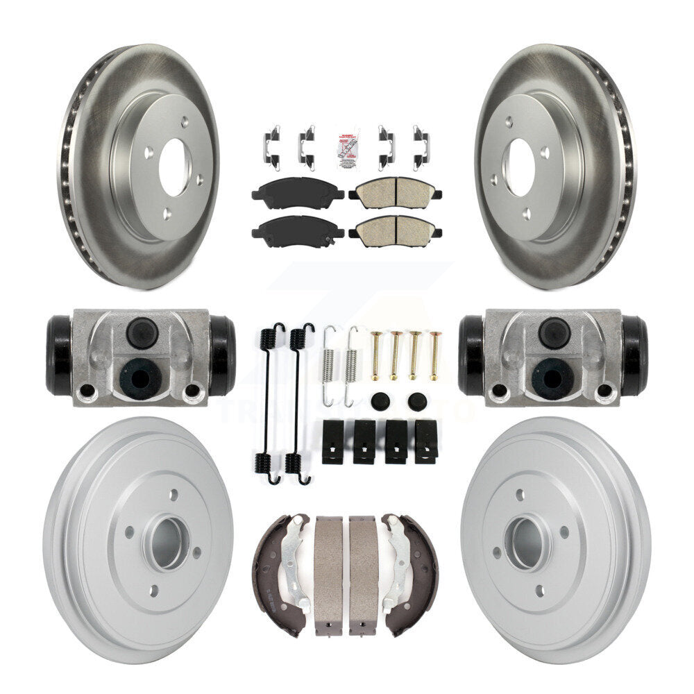 Front Rear Disc Brake Rotor Ceramic Pad Coated Drum Kit (9Pc) For Nissan Micra Versa Note KGA-106337