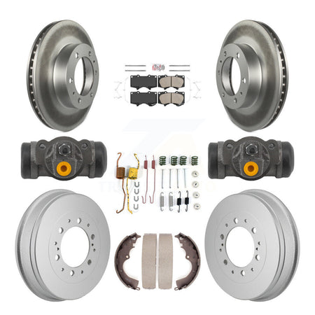 Front Rear Disc Brake Rotors Ceramic Pads And Coated Drum Kit (9Pc) For Toyota Tacoma KGA-106339