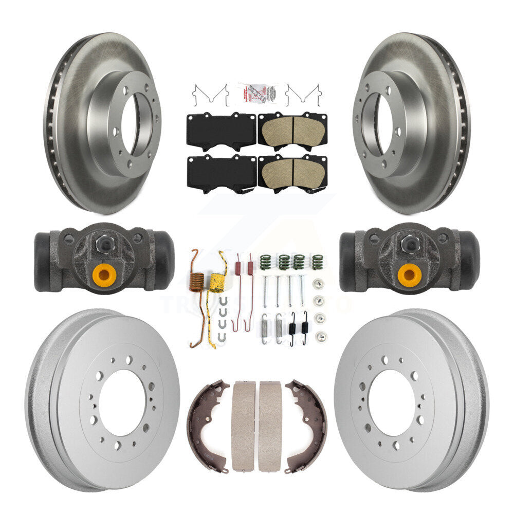 Front Rear Disc Brake Rotors Ceramic Pads And Coated Drum Kit (9Pc) For Toyota Tacoma KGA-106340