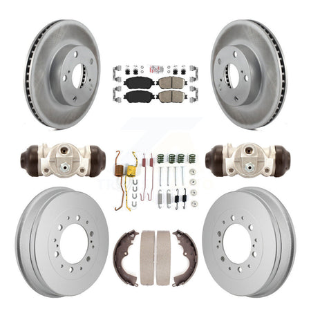 Front Rear Disc Brake Rotors Ceramic Pad Coated Drum Kit (9Pc) For 2015 Toyota Tacoma 4WD KGA-106341