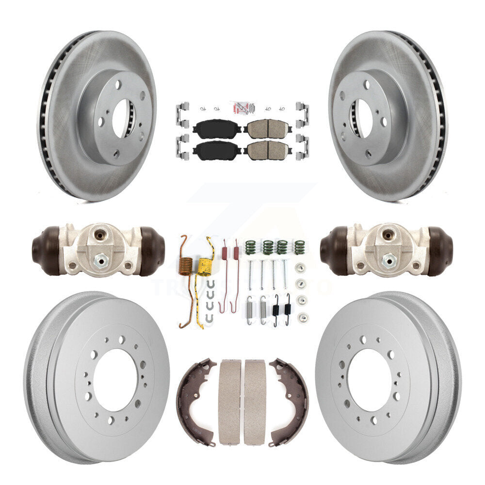Front Rear Disc Brake Rotors Ceramic Pad Coated Drum Kit (9Pc) For 2015 Toyota Tacoma 4WD KGA-106342