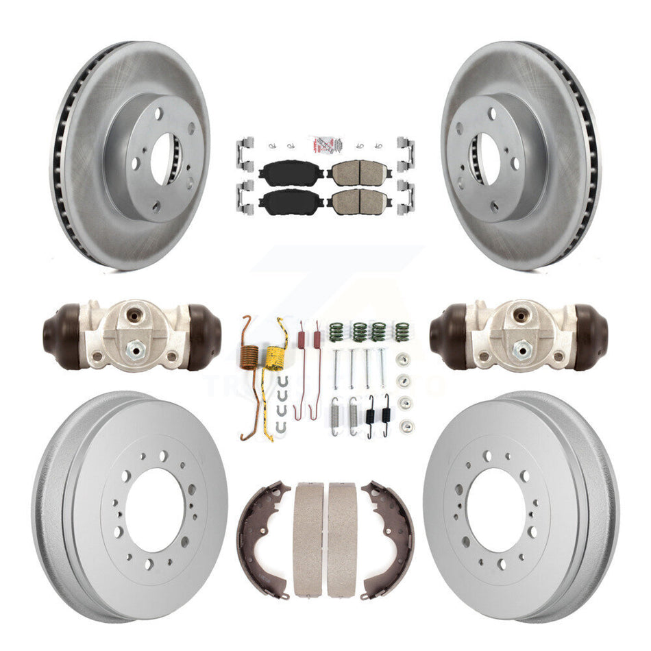 Front Rear Disc Brake Rotors Ceramic Pad Coated Drum Kit (9Pc) For 2015 Toyota Tacoma 4WD KGA-106342