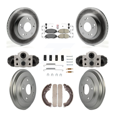 Front Rear Disc Brake Rotors Ceramic Pads And Coated Drum Kit (9Pc) For Honda Civic KGA-106343