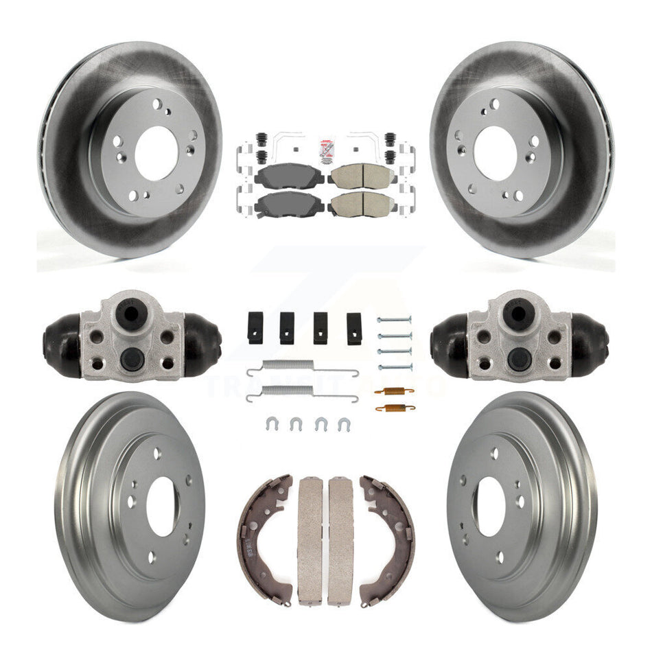 Front Rear Disc Brake Rotors Ceramic Pads And Coated Drum Kit (9Pc) For Honda Civic KGA-106343