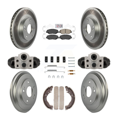 Front Rear Disc Brake Rotors Ceramic Pads And Coated Drum Kit (9Pc) For Honda Civic KGA-106345