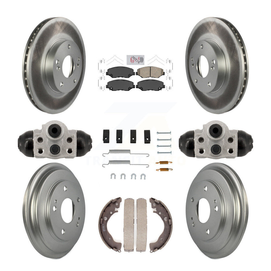 Front Rear Disc Brake Rotors Ceramic Pads And Coated Drum Kit (9Pc) For Honda Civic KGA-106345