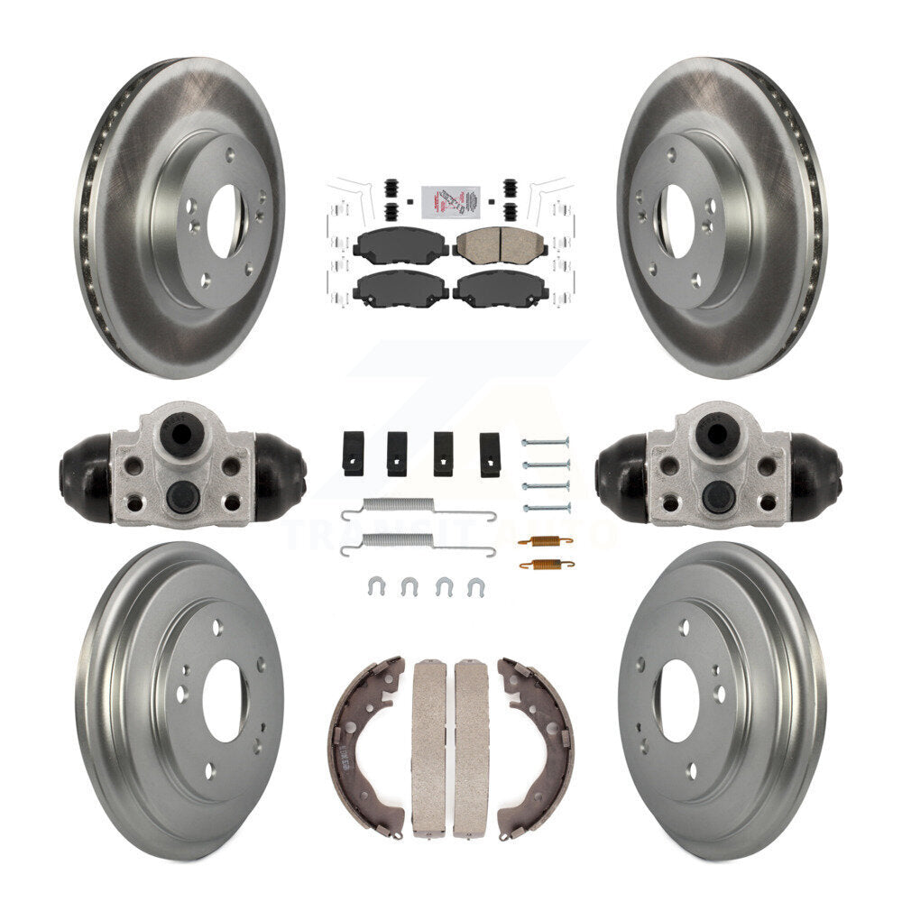 Front Rear Disc Brake Rotors Ceramic Pads And Coated Drum Kit (9Pc) For Honda Civic KGA-106346