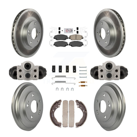 Front Rear Disc Brake Rotors Ceramic Pads And Coated Drum Kit (9Pc) For Honda Civic KGA-106346