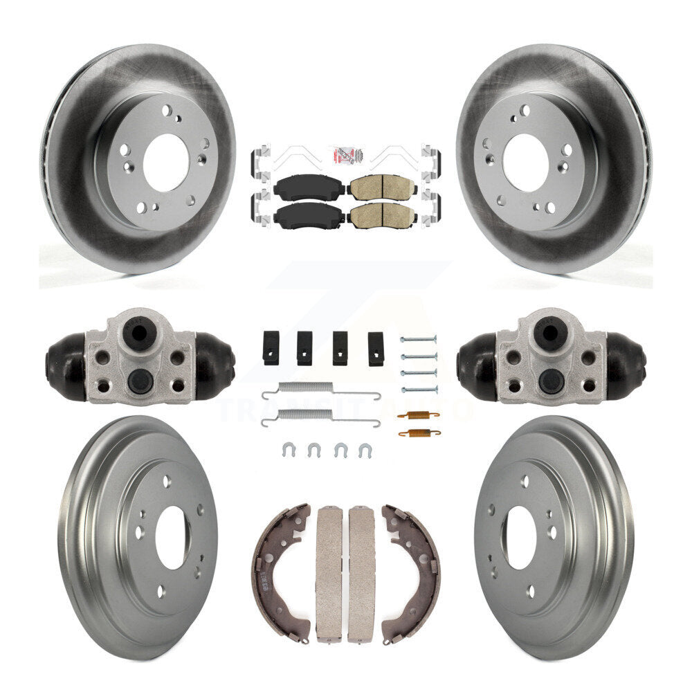 Front Rear Disc Brake Rotors Ceramic Pads And Coated Drum Kit (9Pc) For Honda Civic KGA-106347
