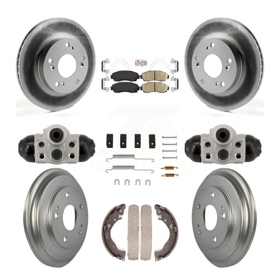 Front Rear Disc Brake Rotors Ceramic Pads And Coated Drum Kit (9Pc) For Honda Civic KGA-106347
