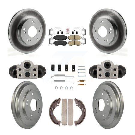 Front Rear Disc Brake Rotors Ceramic Pads And Coated Drum Kit (9Pc) For Honda Civic KGA-106348