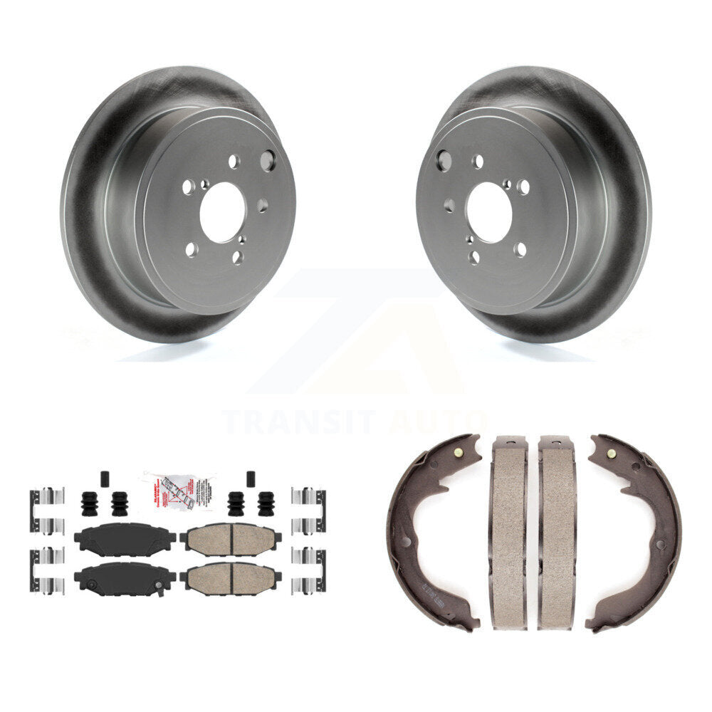 Rear Disc Coated Rotors Ceramic Pads Parking Shoes Kit For Subaru Impreza Forester Legacy KGA-106355