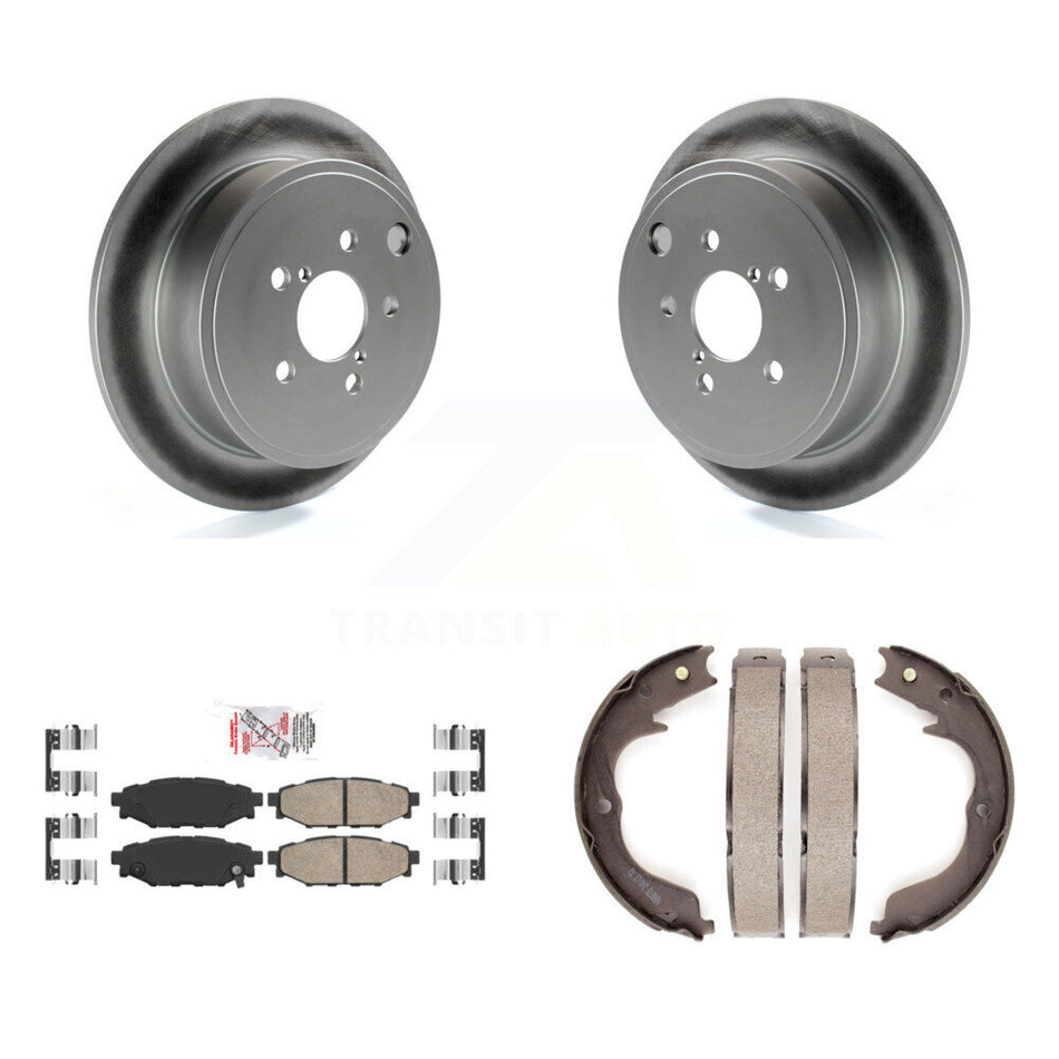 Rear Disc Coated Rotors Ceramic Pads Parking Shoes Kit For Subaru Impreza Forester Legacy KGA-106356