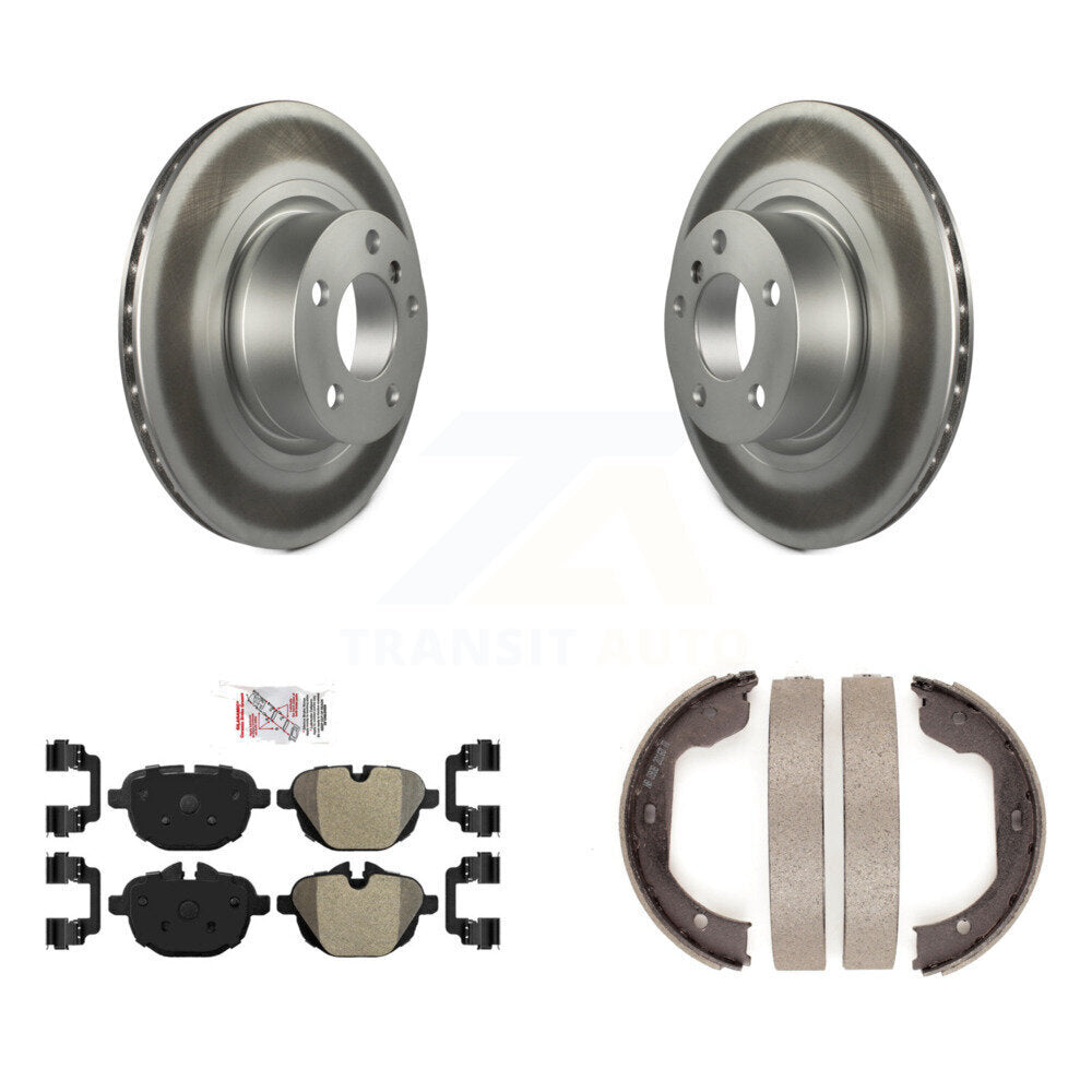 Rear Disc Coated Rotors Semi-Metallic Pads & Parking Shoes Kit For 2011 BMW X3 xDrive28i KGA-106360