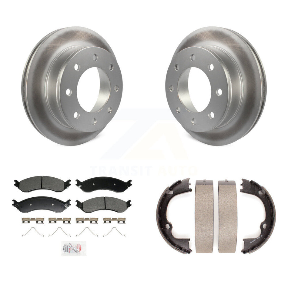 Rear Disc Coated Rotors Semi-Metallic Pads And Parking Shoes Kit For GMC Chevrolet Savana KGA-106365