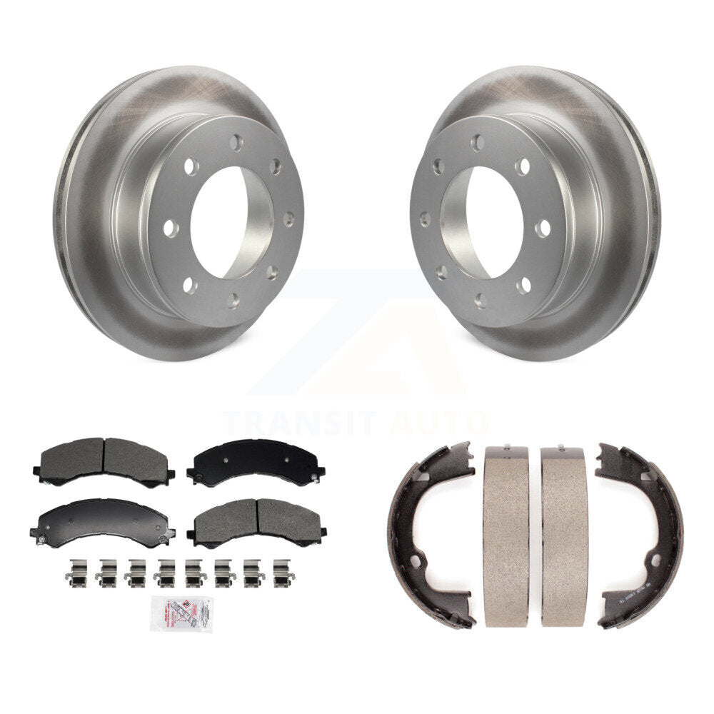 Rear Disc Coated Rotors Semi-Metallic Pads Parking Shoes Kit For GMC Savana 2500 Express KGA-106367